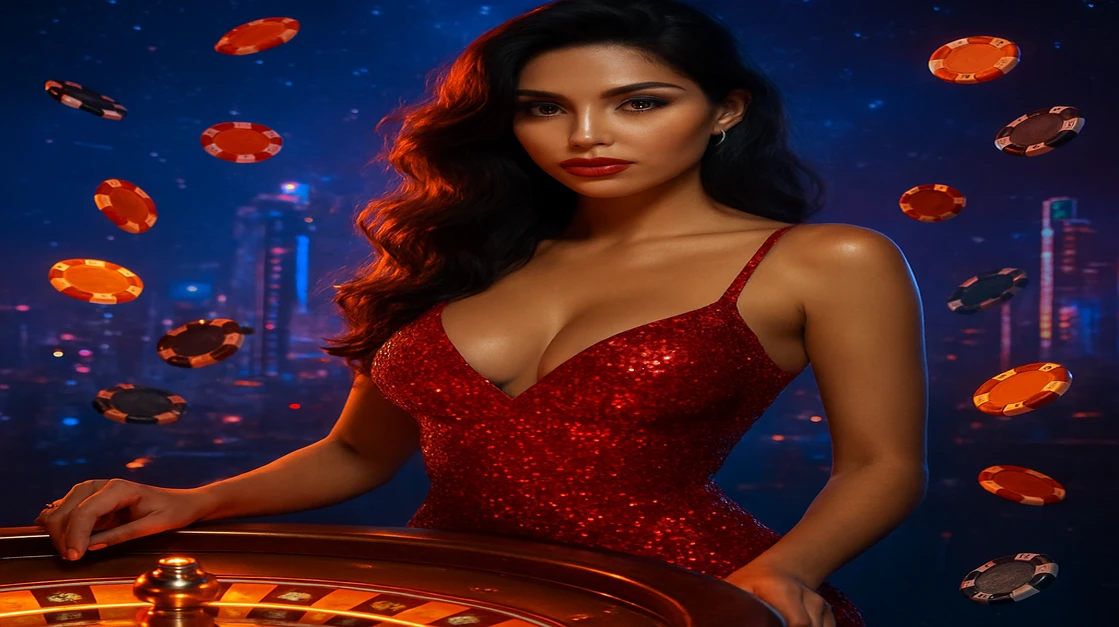 একটি জাদুকরী খেলার টেবিল একটি কল্পনার জগৎ-পরিবেশে স্থাপিত, EG33 লাইভ গেমিং-এর আবেশময় অভিজ্ঞতার প্রতিনিধিত্ব করে।